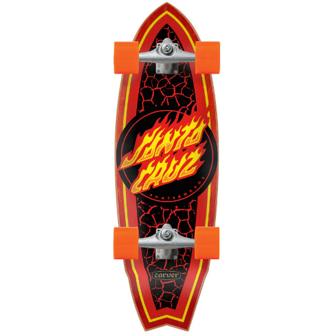 SANTA CRUZ - Flame Dot Shark Carver Surf Cruiser 9.85"
